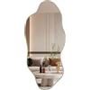 Skokliz Specchio irregolare da parete, asimmetrico, 120 cm di lunghezza x 55 cm di larghezza, decorazione moderna da parete, per bagno, camera da letto, soggiorno, ingresso,