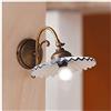 Illuminazione d'epoca Applique lampada da parete in ottone e paralume in ceramica plissettato stile vintage - Ø 21 cm - Blu
