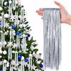 Buwexuxo Decorazione per Albero di Natale Lametta Argento Glitter | 6000 fili 50cm ghirlanda di lametta per Natale, scintillanti ghirlande natalizie per albero, festa, matrimonio e scale