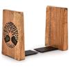EDHAS Fermalibri decorativi in ferro e legno di acacia, fermalibri resistenti per organizzare libri da scrivania (10,2 x 10,2 x 15,2 cm) (set da 2)