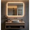 MIQU Specchio bagno LED 80 x 60 cm,con retroilluminato luce, da parete | Grande specchio rettangolare con Touch, 3 colori dimmerabile, Anti-appannamento per camera da letto, parrucchiere