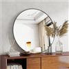 Koonmi Specchio da parete rotondo, 70 cm, cornice in metallo, nero | Specchio da bagno e trucco da parete per bagno, soggiorno, camera da letto e ingresso
