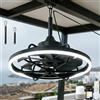 KZT Ventilatore da Soffitto con Luce e Telecomando IP65 Impermeabile LED Dimmerabile Fan Lampadario, 6 Velocità Reversibile, Timer, Silenziosa Lampada de Soffitto con Ventilatore per Esterni Terrazza