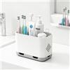 Generic Portaspazzolini, organizer per lavello con vassoio di scarico, per bagno e cucina, per spugne, sapone, spazzole per piatti, strofinaccio, portaoggetti