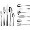 WMF Merit set posate 12 persone in Acciaio Inox 18/10 Cromargan, 66 pezzi, Servizio con 12 Forchette, 12 Coltelli, 12 Cucchiai, 12 Cucchiaini Caffè, 12 Forchettine Dolce, 6 Mestoli