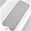 PIQIUQIU Tappetino antiscivolo per vasca da bagno, extra lungo 100 x 40 cm, resistente alla muffa, lavabile in lavatrice, con sistema a ventose (1, grigio)
