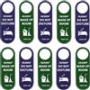 Muka 10pcs Do Not Disturb PU Appendiabiti per porta Make Up Room Maniglia per porta Cartello non disturbare hotel blu navy e verde, 24,9 x 8,2 cm