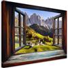 Feeby Quadri Camera Da Letto - Stampa su Tela - Quadro Moderno Soggiorno - Vista da una finestra Montagne Paesaggio Natura - 60x40 cm - Decorazione Da Parete