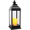 Spetebo Lanterna XXL con 3 candele LED - Lanterna decorativa 70 cm con luce tremolante - Nero/funzionamento a batteria
