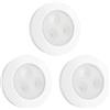 HONWELL Luci a LED per posto, alimentate a batteria, lampada a pressione ultra sottile con 60 lumen, luce da attaccare, per armadietti, ideali per armadi e armadi, 3 pezzi, colore bianco