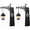 BRTNUP 2 lanterne per libreria, luci angolari in ferro nero (Lanterna × 2) | Mini lanterna da biblioteca decorativa per libreria, lampada vintage a LED da appendere per libreria, per angolo lettura