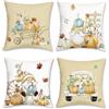 Bonhause Federe per Cuscini Zucche Autunno 45 x 45 cm Copricuscini Decorativi Gnomo Foglia Camion Arancione Velluto Morbido Federa per Cuscino Divano Letto Casa Decorazione Set di 4