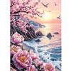 MAXBYE 5D Diamond Painting Art Kit Completo, Fiori Rosa Pittura Diamante FAI DA TE, Mare Tramonto Pittura Diamante Strass Ricamo a Punto Croce Painting per Decorazioni Casa Regalo 30x40cm