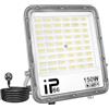 SKYWORLD Faretto LED da Esterno con Spina, 150W 15000LM 6000K Bianca Fredda | Proiettore Faretti Led da Esterno, Impermeabile Luci di Sicurezza Lampada per Giardino Patio Cortile Garage Piazza Officina