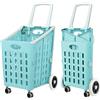 ZHJINGYU Carrello Spesa 75L - Carrello Spesa Pieghevole con 4 Ruote - Carrello Portaspesa Verticale per Bagagliaio Auto (Blu)