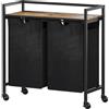 Lifewit Cesto Portabiancheria con Ruote, Mobile Biancheria Sporca con Sacco Porta Biancheria in Tessuto Oxford e Ripiano in Metallo per Lavanderia, Camere da Letto, Bagno, 2 Scomparti, 95 L, Nero
