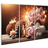 bilderfelix Quadro su tela Lume di candela e orchidee nel centro benessere, salone di bellezza e centro massaggi thailandesi - Tela 130x80 cm - 3 pannelli