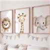 Godneei 3 Poster Animali 30x40cm Stampe da Parete per Cameretta Neonato | Senza cornice, 30x40cm. Ideale per cameretta neonato e bambini. Motivi adorabili: leone, elefante, giraffa