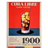 KUSTOM ART Quadro da Parete o da Tavolo Serie Pubblicità Vintage Bar Cuba Libre Classic Cocktail 1900 Ricetta e Ingredienti Stampa Artistica su Legno 30x21cm