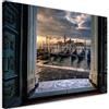 Feeby Quadri Camera Da Letto - Stampa su Tela - Quadro Moderno Soggiorno - Vista di Venezia e delle gondole - 60x40 cm - Decorazione Da Parete
