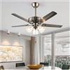 MZZYG Ventilatore da soffitto con luci Ventilatore da soffitto con Pale in Ferro, frequenza variabile e Forte Flusso d'Aria, Moderno Stile Nordico for Soggiorno, Sala da Pranzo(3 Light,42inch)