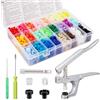 Spurtar Pinza per bottoni automatici a pressione, tessuto a singolo strato | con 360 set di bottoni a pressione in plastica T5 per tessuti, 24 colori. per tessuti, abbigliamento, borse, cucito