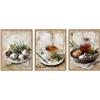 Dazzlewall Set di 3 Pezzi Decorazione Murale Cucina Vintage Rustica, Immagini di Aglio, Erbe, Tè e Libri per Casa Ristorante Sala da Pranzo 30×40 cm Senza Cornice