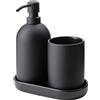 IKEA GANSJÖN - Set da bagno, 3 pezzi, colore: nero
