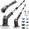 Bwaliffury Spazzola Elettrica Rotante 8 in 1, Spazzola per La Pulizia Senza Fili con 8 Testine, Manico Regolabile, 3 Velocità, 2600mAh, con Regolabile braccio di prolunga per cucina, Bagno,pavimenti