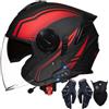 VHVYWY Casco Moto Open Face 34 con , Omologato ECE, Intercom 1000M e Visiera Solare, Leggero per Uomo e Donna