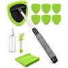 Flearitzo Kit Pulizia Parabrezza Auto con 6 Panni in Microfibra e Flacone Spray, Pulitore Vetri Auto Interni con Manico Telescopico e Testa Girevole 180°, Spazzola Pulizia Auto (Verde)