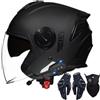 VHVYWY Casco Moto Open Face 34 con , Omologato ECE, Intercom 1000M e Visiera Solare, Leggero per Uomo e Donna