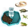 Funmo Distributore di Acqua per Rettili, Ciotola per Mangiatoia 2 in 1 per Tartarughe, Lucertole, Scorpioni, Blu