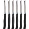 GALILEO Set 6 coltelli da tavola, Lama seghettata in Acciaio Inox, Manico in plastica PP, Nero, SìChef