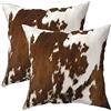 SHAPTOY Set di 2 federe per cuscini con stampa mucca occidentale, in finta pelliccia di vacchetta, colore marrone, decorative, 45 x 45 cm, con stampa animalier, per esterni, divano, letto, decorazione
