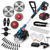 Windpost Decespugliatore a Batteria,Tagliabordi a Batteria con Motore Brushless | 6 tipi di lame, 2 batterie da 4,0 Ah e caricabatterie inclusi, motore 2 in 1 da 750 W,adatto per prato, bordi e giardini