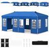 RELAX4LIFE Gazebo Pieghevole da Esterno in Metallo,Blu,3 x 6 m | con Pareti Removibili, Altezza Regolabile, 8 Picchetti e Borsa per Mercatini e Fiere per 4-6 Persone