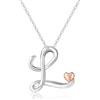 Mesovor Collana con Iniziale in Argento per Donna, Gioielli Placcati in Argento Sterling | Collana con Ciondolo con Nome Lettera Classica con Cuore in Oro Rosa, Catena da 20 Pollici