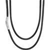 Suplight Collana Uomo Caucciù Sottile 2/3mm Lunga 41-76cm Argento/Nero | Collana Uomo Cuoio con Chiusura Pressione in Acciaio Cordino per Collane Catenina Impermeabile per Ciondolo Accessorio Estivo