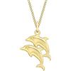 CARISSIMA Ciondolo doppio delfino da donna in oro giallo 9 ct su collana curb, 46 cm