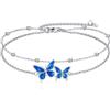 YAFEINI Cavigliera a farfalla per donna, in argento Sterling e blu, con farfalla, idea regalo per donna