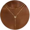 WATEFOER Collana Lunga a Y Donna Oro, Collane Lariat Placcata in Oro 14K | Collana a Y con Ciondolo Zirconi Sole, Collana Multistrato Regolabile, Gioielli Regalo per Natale San Valentino Compleanno
