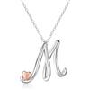 Mesovor Collana con Iniziale in Argento per Donna, Gioielli Placcati in Argento Sterling | Collana con Ciondolo con Nome Lettera Classica con Cuore in Oro Rosa, Catena da 20 Pollici