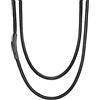Suplight Collana Uomo Caucciù Sottile 2/3mm Lunga 41-76cm Argento/Nero | Collana Uomo Cuoio con Chiusura Pressione in Acciaio Cordino per Collane Catenina Impermeabile per Ciondolo Accessorio Estivo