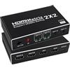 blicadijo HDMI Matrix 2x2 - Switch HDMI 2 in 2 Out 4K @ 60Hz con telecomando IR per PC TV proiettore