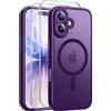 Qasyfanc Magnetica Cover per iPhone 17, Viola intenso | Compatibile con MagSafe,con 2 Pezzi Vetro Temperato Pellicola, Cover Clear Slim Fit Antiurto Militare Antigiallo