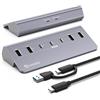 Xiaobi Hub USB C, hub USB alimentato con adattatore di alimentazione 5V 3A, splitter USB da 10 Gbps con 4 porte USB-A e 3 porte USB-C, adattatore multiporta di tipo C a 7 porte per MacBook Air/Pro