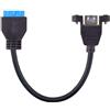 JSER Cavo USB 3.0 da connettore a 20 pin per scheda madre rivolto verso l'alto a singola porta USB-A femmina con attacco a vite, 25 cm