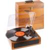 Fenton Platenspeler Bluetooth - Fenton RP170L houten platenspeler met platenkoffer - Platenspeler met o.a. Bluetooth, auto stop & 3 snelheden - Lightwood (102165)