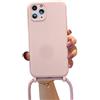 Emlivi - Custodia per iPhone 12, con cordino per appenderla in silicone liquido, con cordino e cordino, per iPhone 12, colore: Rosa chiaro